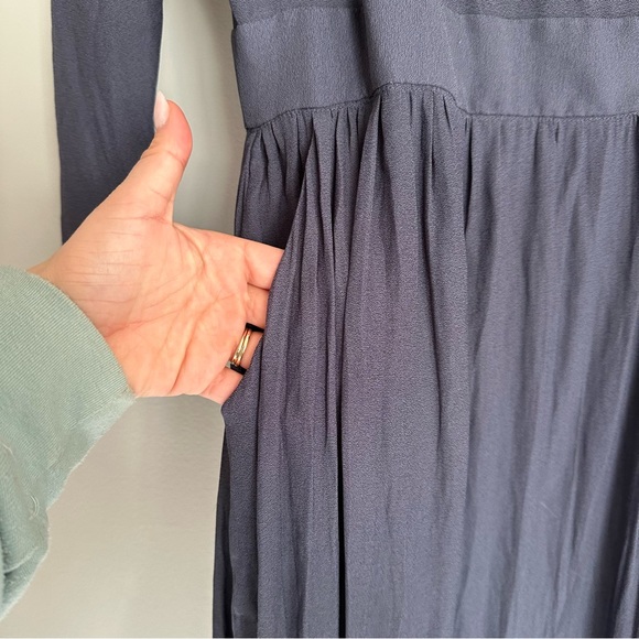 Aritzia Wilfred Navy Blue Midi Faux Wrap Dress - Picture 4 of 13